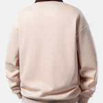 Contrast Corduroy Polo Collar Sweatshirt & Corduroy Pants Set