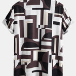 Geometry Colorblock Print Button Up Shirt