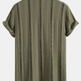 Geometric Striped Jacquard Button Up Shirt