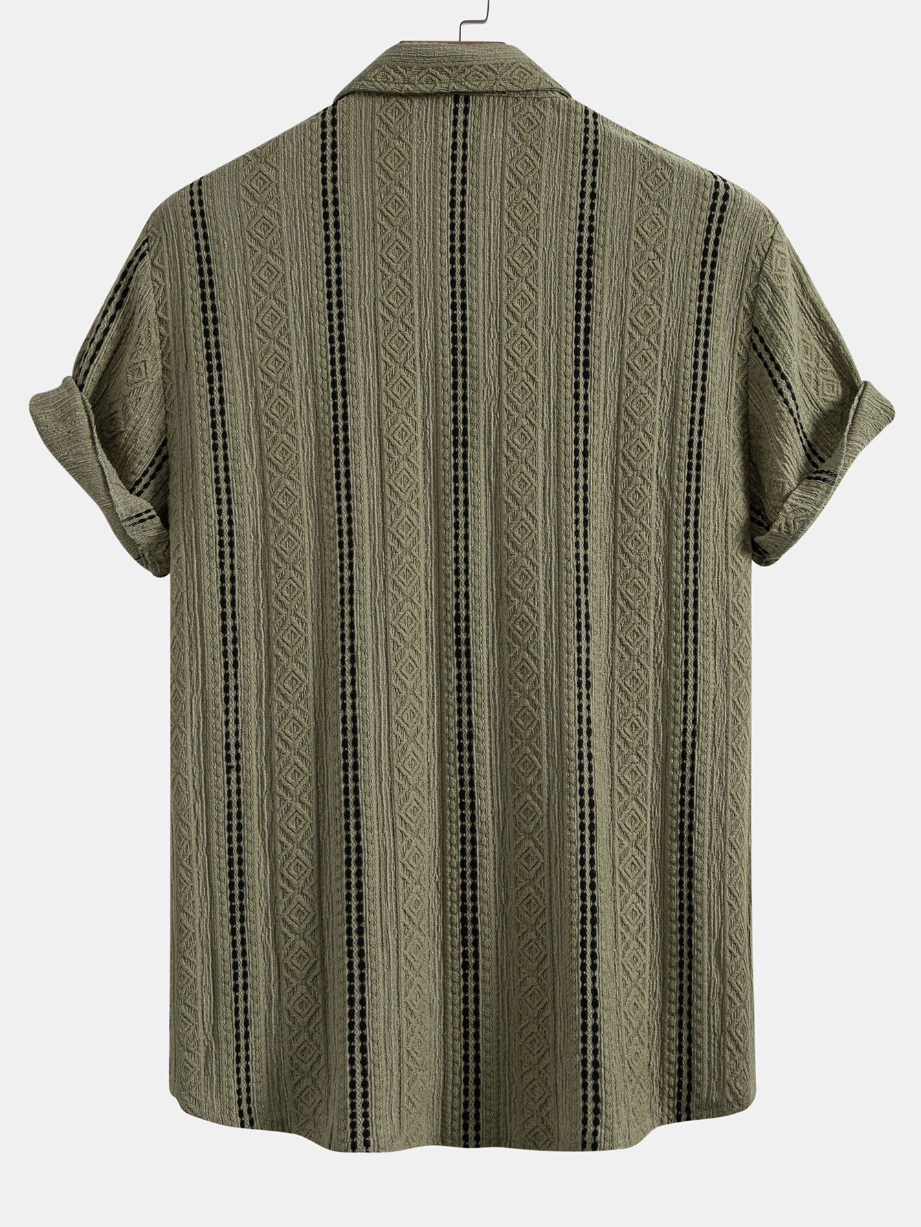 Geometric Striped Jacquard Button Up Shirt