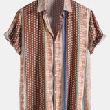 Elephant Geometric Print Shirt & Linen Cotton Blend Drawstring Shorts Set