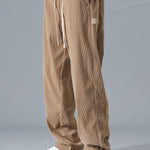 Contrast Corduroy Polo Collar Sweatshirt & Corduroy Pants Set