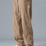Contrast Corduroy Polo Collar Sweatshirt & Corduroy Pants Set