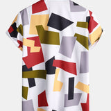Geometric Color Block Print Button Up Shirt