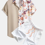 Floral Patchwork Print Shirt & Swim Shorts Set