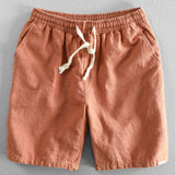 Linen Short Sleeve Shirt & Linen Cotton Blend Drawstring Shorts Set