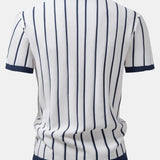 Stripe Knitted Shirt & Straight Leg Linen Pants Set
