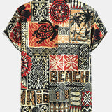 Palm Tree Turtle Ethnic Geometry Print Shirt & Swim Shorts Set