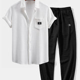Short Sleeve Waffle Shirt & Drawstring Waffle Jogger Pants Set