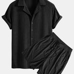 Striped Terry Cuban Shirt & Striped Terry Cuban Shorts Set
