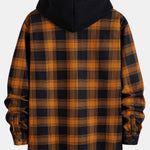 Flannel Fleece Lined Hooded Shirt with Pockets