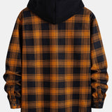 Flannel Fleece Lined Hooded Shirt with Pockets