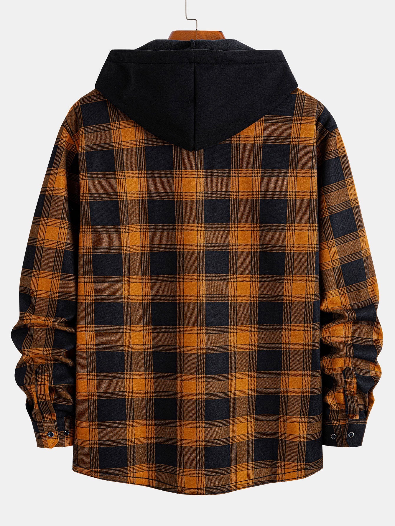 Flannel Fleece Lined Hooded Shirt with Pockets