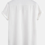 Waffle Textured Button Up Shirt with Pocket