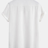 Waffle Textured Button Up Shirt with Pocket