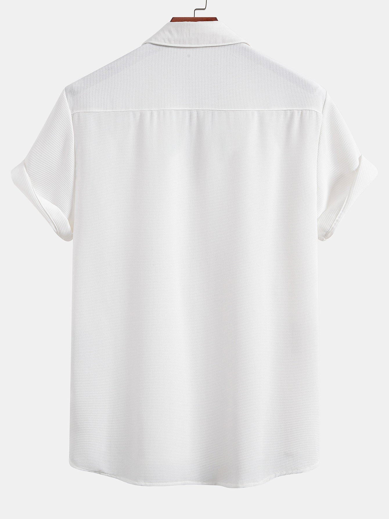 Waffle Textured Button Up Shirt with Pocket