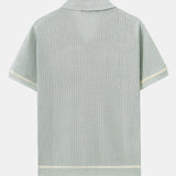 Contrast Trim Open Knit Shirt