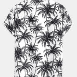 Relax Fit Palm Tree Print Shirt & Palm Tree Print Swim Short Set
