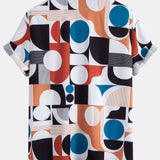 Color Block Geometry Print Button Up Shirt