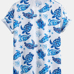 Turtle Print Shirt & Striped Swim Shorts Set