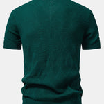 Rhombus Textured Zip Up Knitted Polo Shirt & Tapered Trousers Set