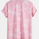 Palm Tree Island Print Shirt & Drawstring Swim Shorts Set