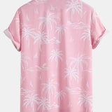 Palm Tree Island Print Button Up Shirt