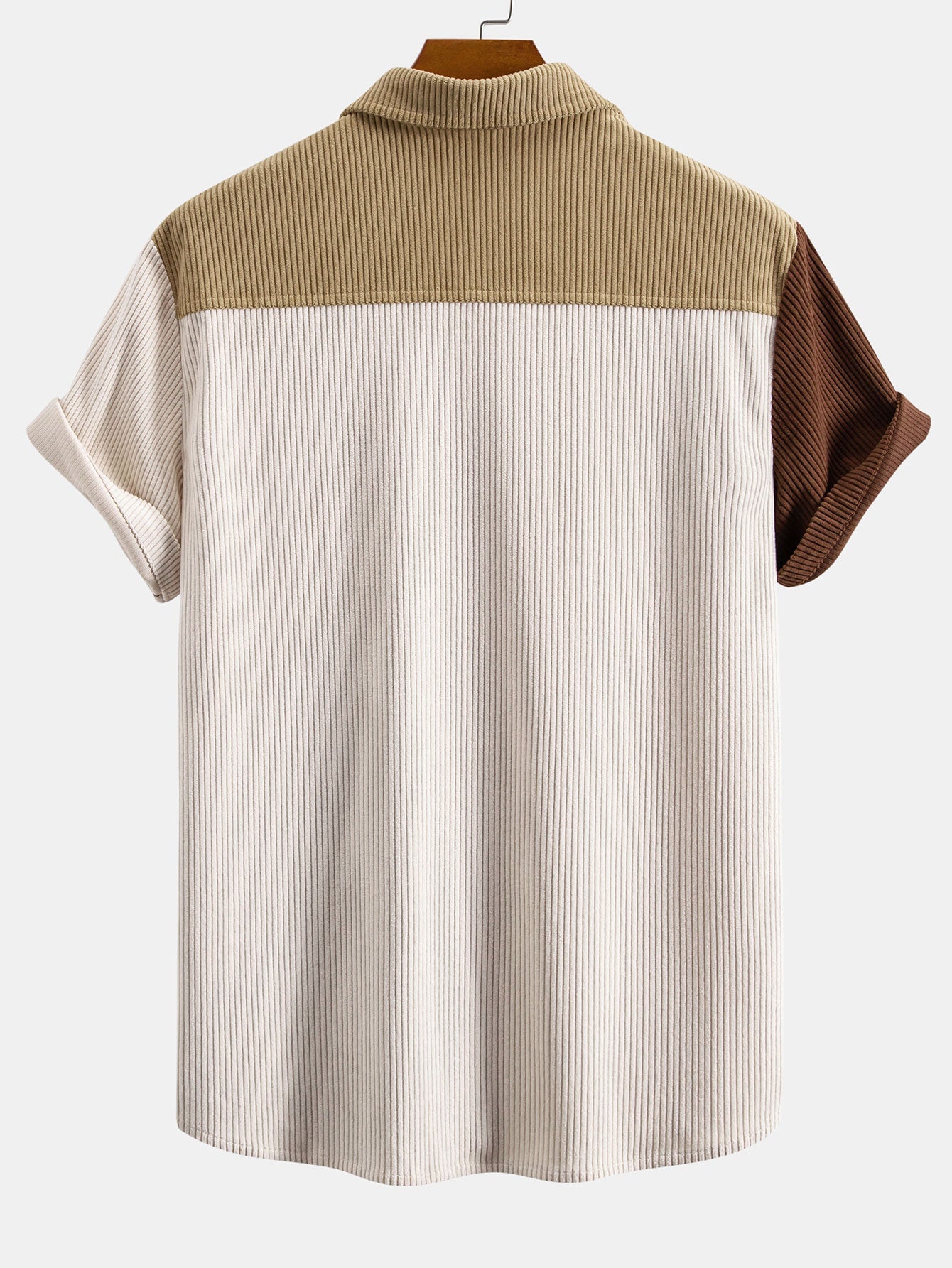 Colorblock Button Up Corduroy Shirt
