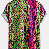 Colorful Leopard Print Shirt & Swim Shorts Set