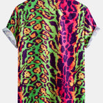 Colorful Leopard Print Button Up Shirt