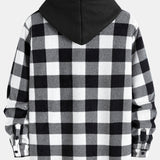 Flannel Fleece Lined Zip Up Hooded Shirt