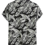 Tropical Plants Print Shirt & Drawstring Swim Shorts Set