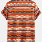 Geometric Cuban Shirt & Straight Leg Linen Pants Set