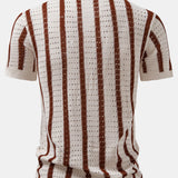 Stripe Eyelet Knitted Shirt