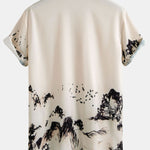 Ink Mountain Shirt & Man Mid Length Drawstring Swim Shorts Set