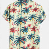 Relax Fit Flamingo Tropical Palm Tree Print Shirt & Swim Short Set