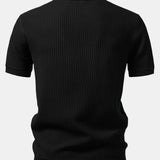 Stripe Johnny Collar Knit Polo & Slim Fit Tapered Trousers Set
