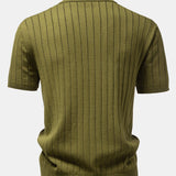 Stripe Button Up Open Knit Shirt