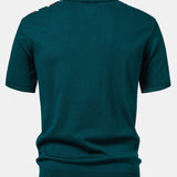 Stripe Knit Zip Up Polo Shirt & Straight Leg Ribbed Pants Set