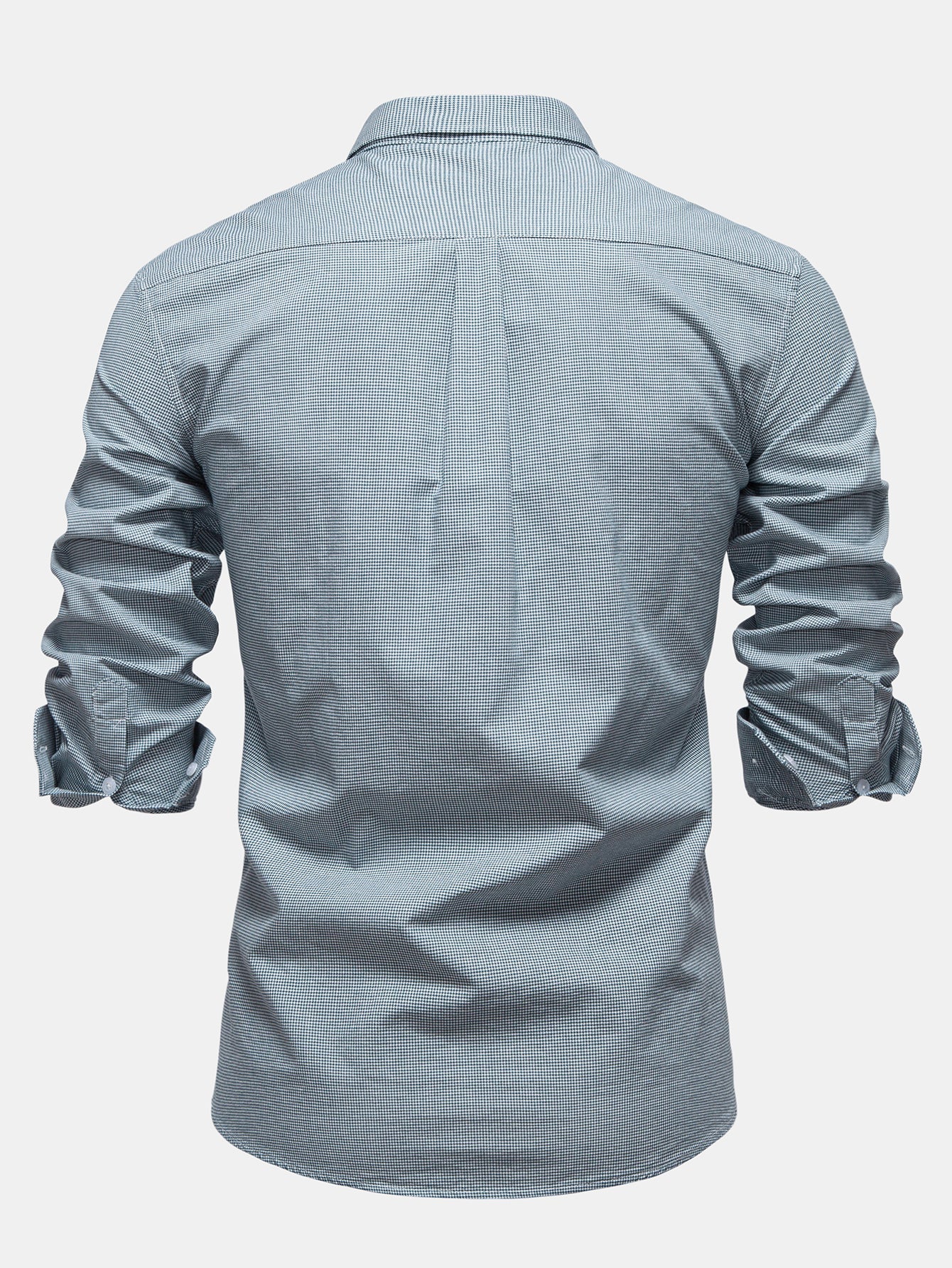 Cowboy Embroidery Cotton Houndstooth Button Up Shirt