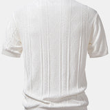 Geometric Jacquard Knitted Polo Shirt & Slim Fit Tapered Trousers Set