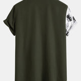 Leaf and Floral Patchwork Button Up Shirt
