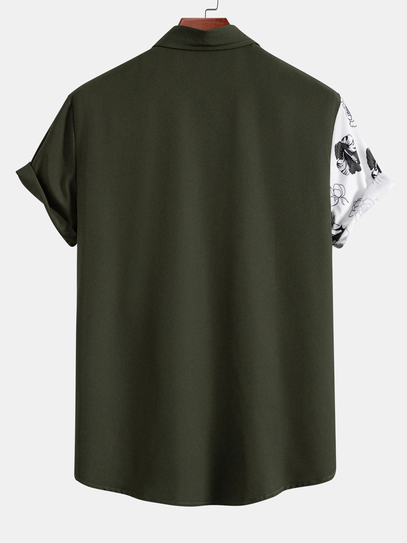 Leaf and Floral Patchwork Button Up Shirt