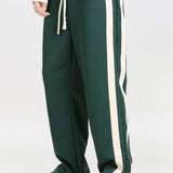 Milano Print Contrast Polo Sweatshirt & Slit Hem Stripe Pants Set