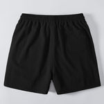 Crochet V Neck Polo Shirt & Crinkle Textured Drawstring 5" Shorts Set
