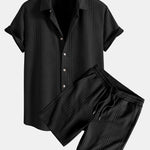 Geometric Jacquard Shirt & Shorts Set