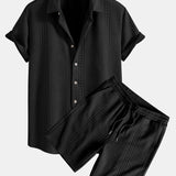 Geometric Jacquard Shirt & Shorts Set