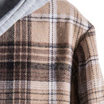Contrast Hooded Drawstring Plaid Shirt