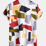 Geometric Color Block Print Shirt & Swim Shorts Set