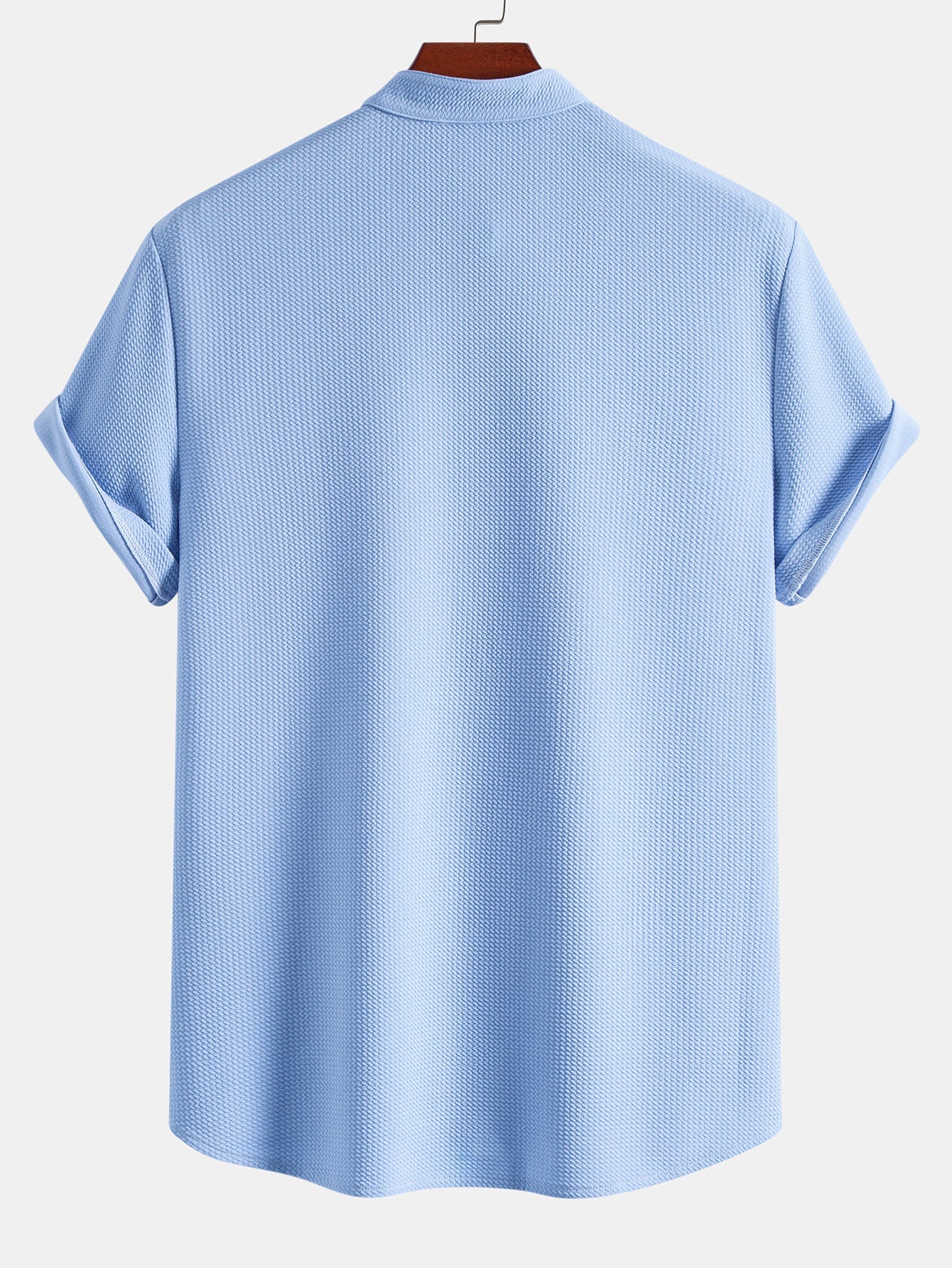 Muscle Fit Textured Stand Collar Shirt
